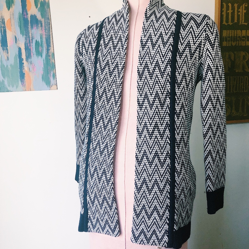 Banana Republic Chevron Long Open Front Cardigan S